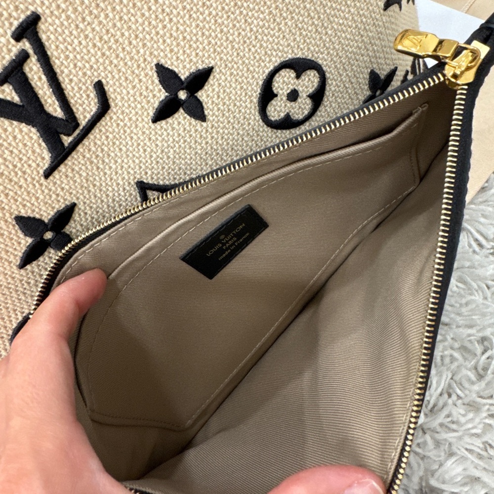 🖤SOLD🖤 Louis Vuitton By The Pool Raffia Cotton Black Neverfull - Picture 11 of 12